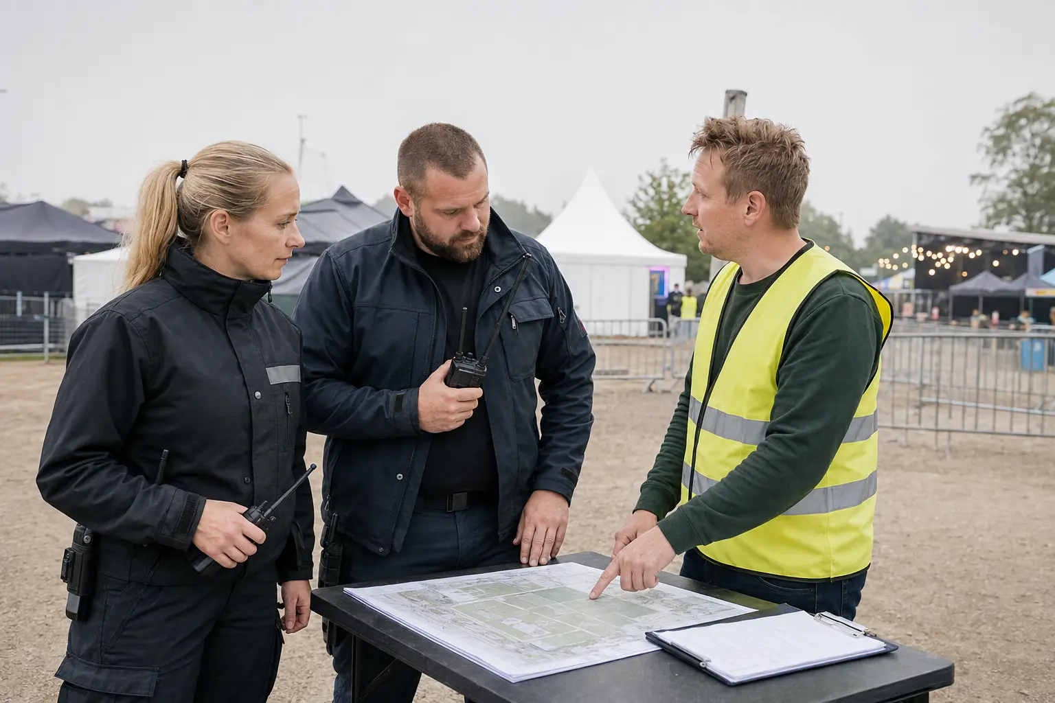 AVARIS gennemgår pladsplan og operative forhold med arrangøren før et arrangement